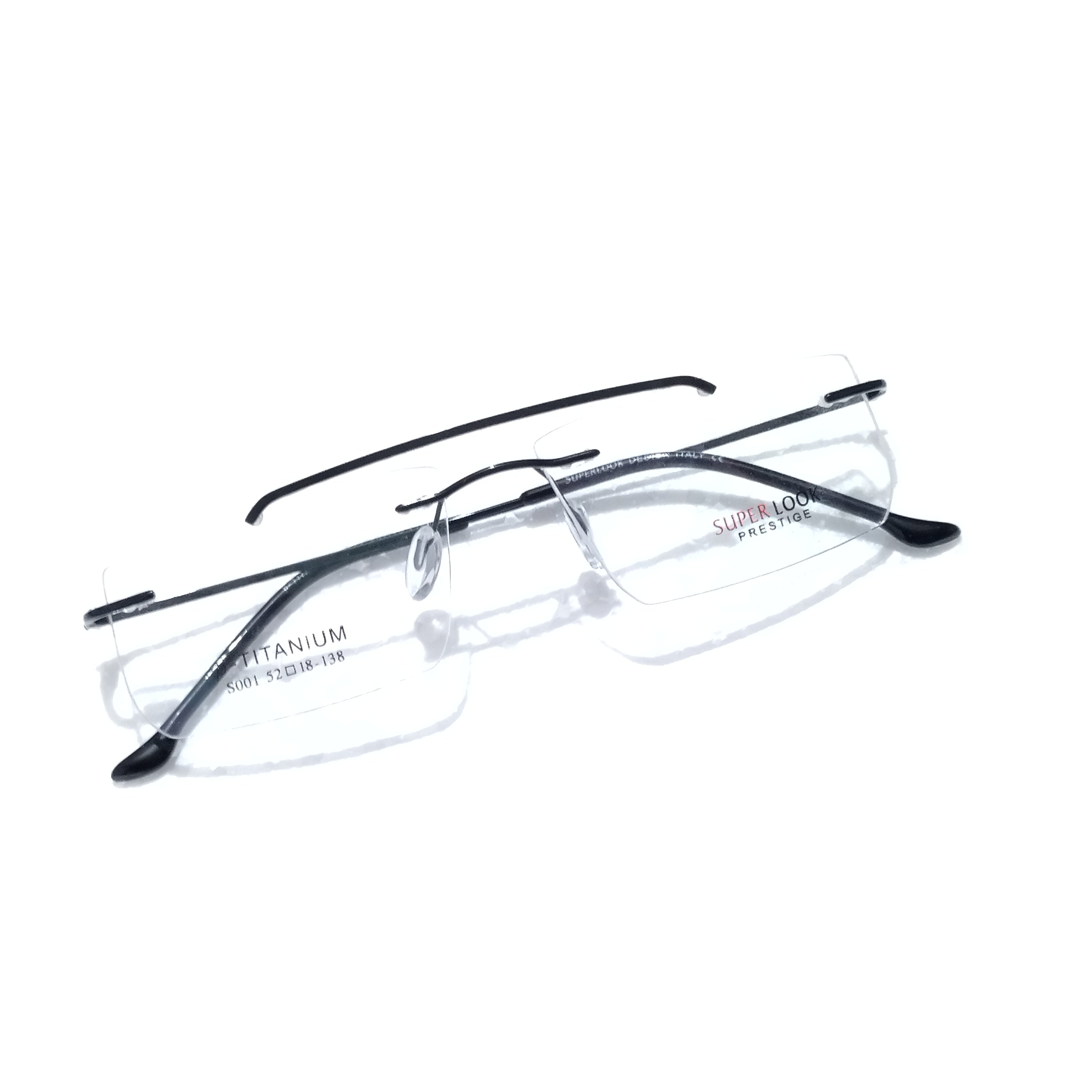 Black Rectangle Rimless Glasses Frameless Specs – Glasses India Online