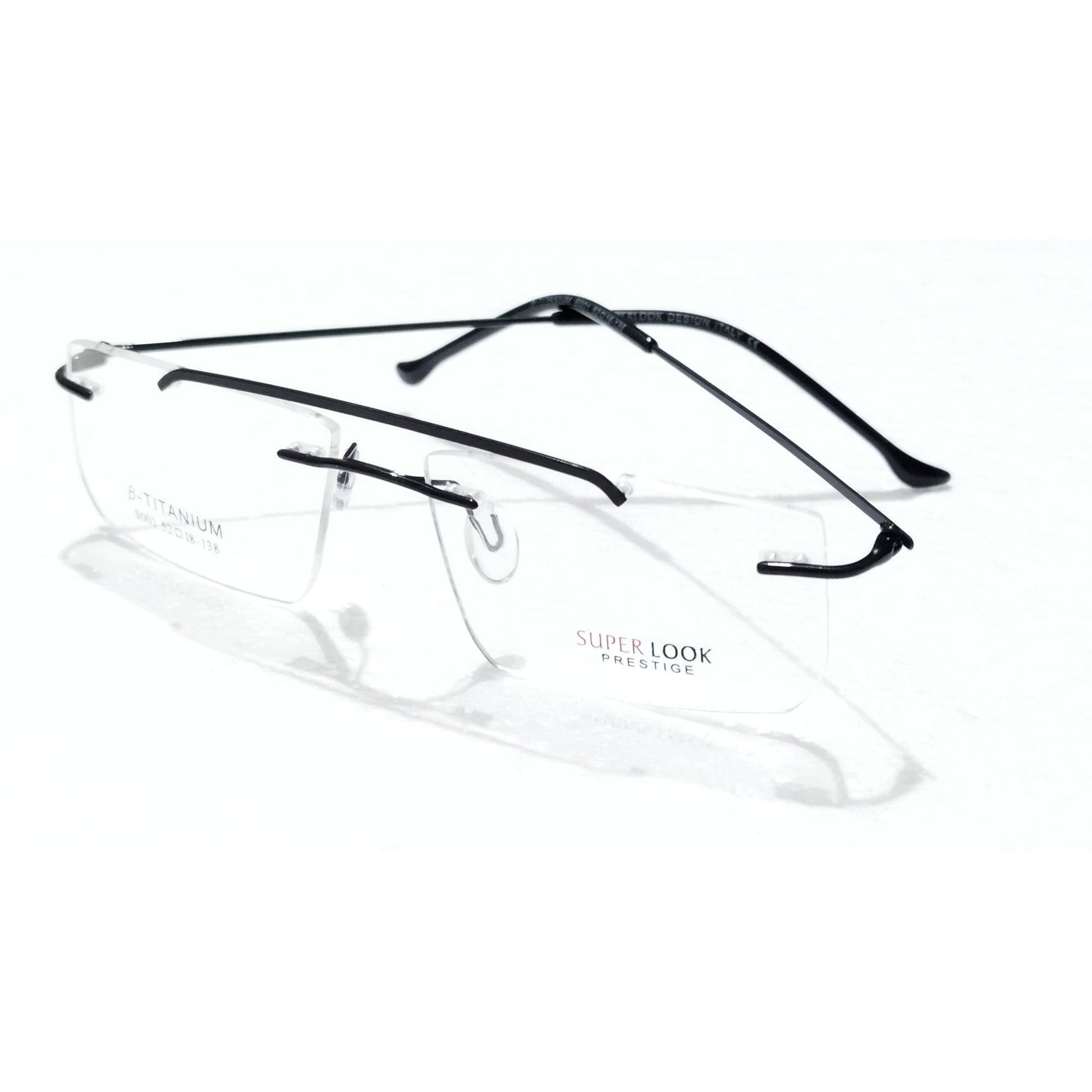 Rectangular Rimless Glasses Andrew Tate Black Rectangle Rimless Glasses Frameless Specs – Glasses India Online