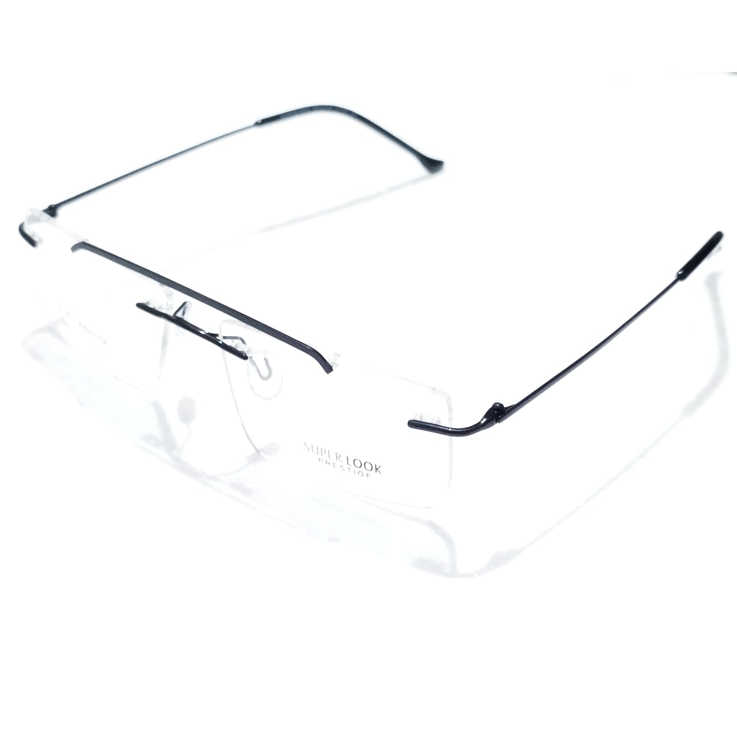 Black Rectangle Rimless Glasses Frameless Specs