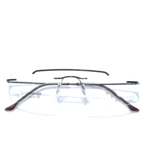 Brown Rectangle Rimless Glasses Frameless Specs