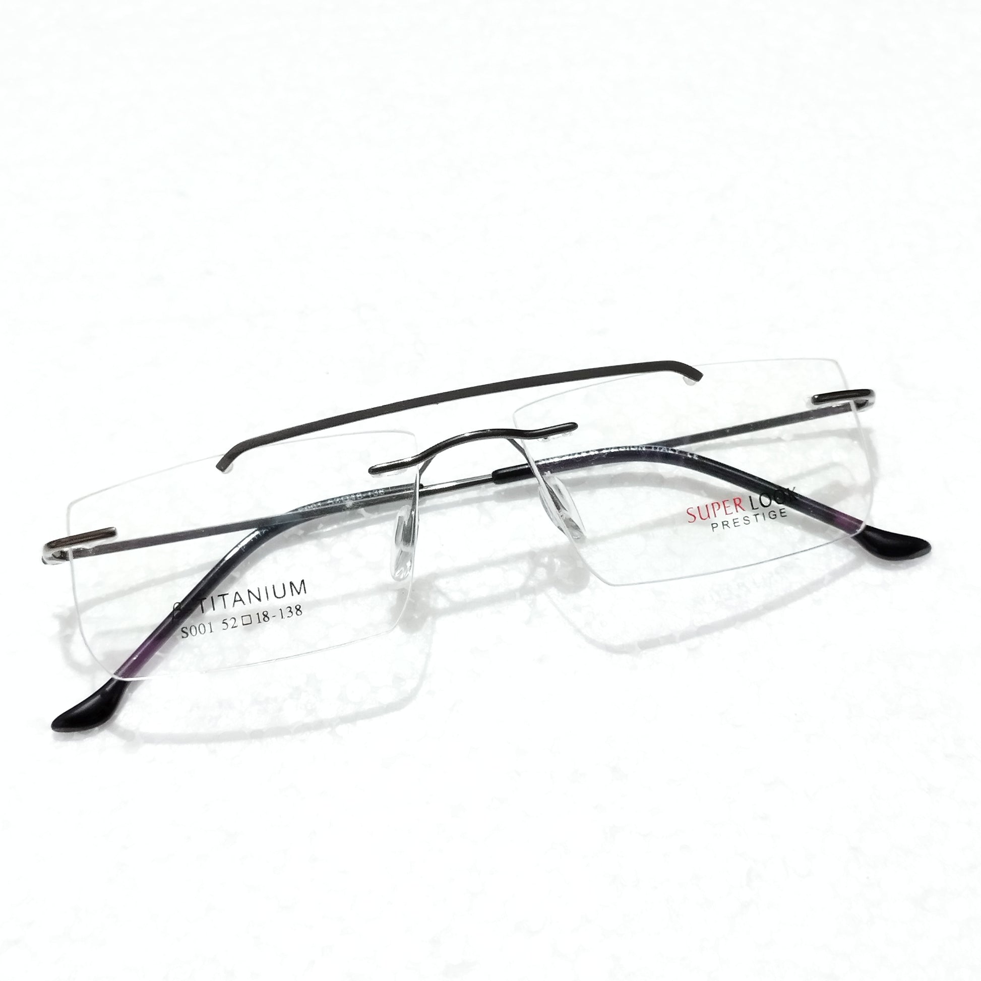 Grey Rectangle Rimless Glasses Frameless Specs – Glasses India Online