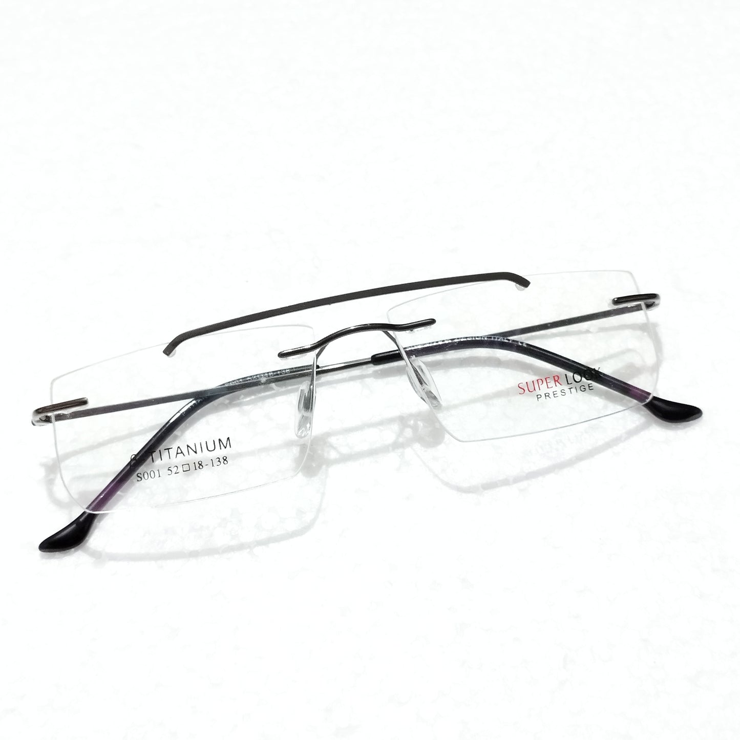 Brown Rectangle Rimless Glasses Frameless Specs