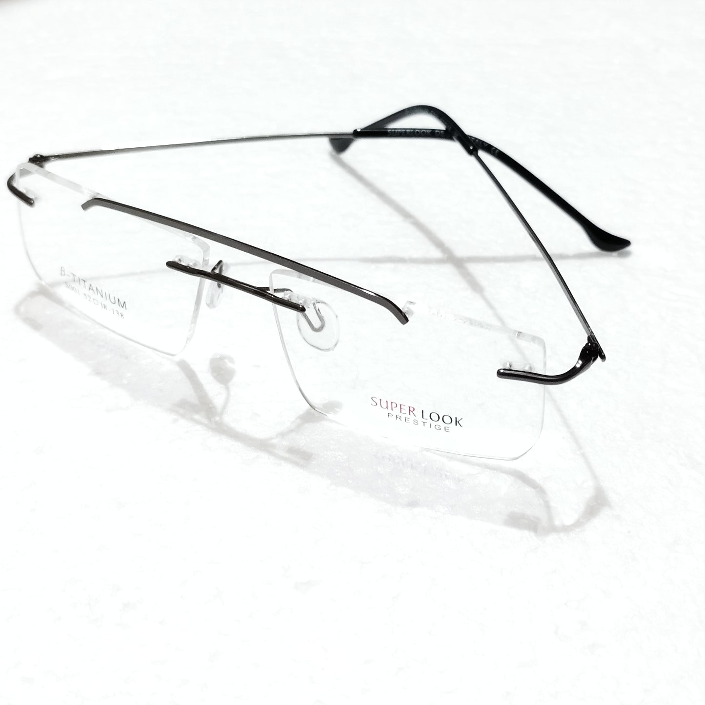 Grey Rectangle Rimless Glasses Frameless Specs