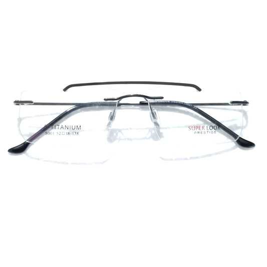 Grey Rectangle Rimless Glasses Frameless Specs