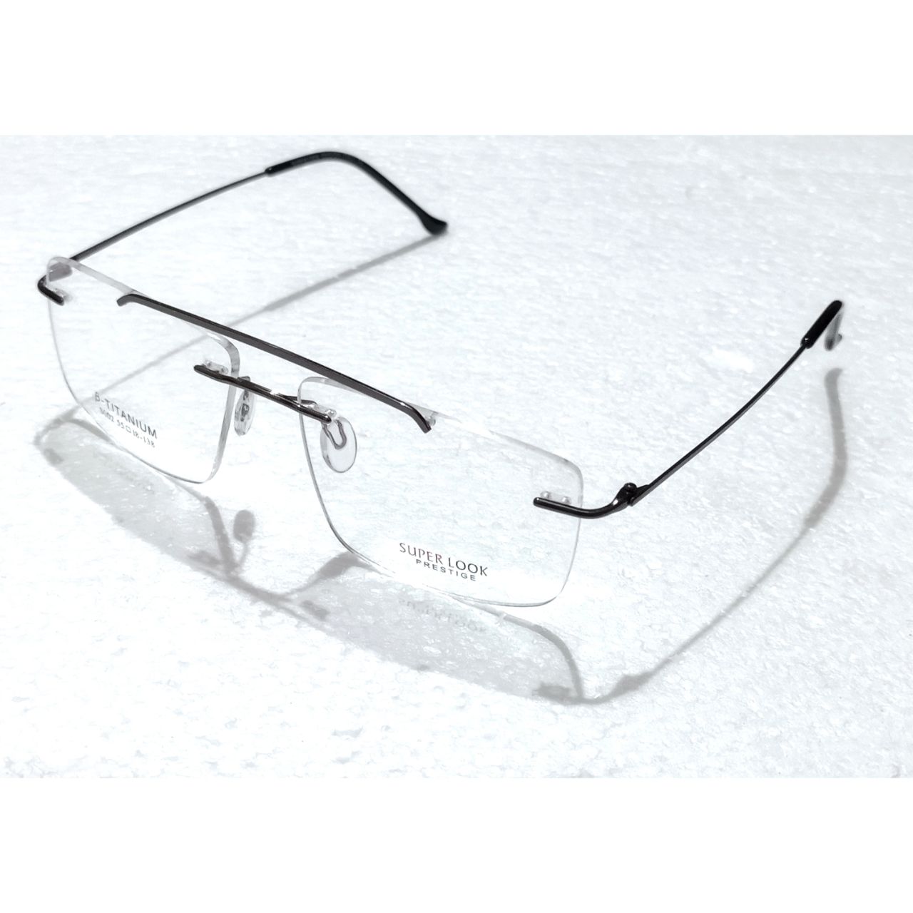 Grey Large Rectangle Rimless Glasses Frameless Specs For Single Vison ...