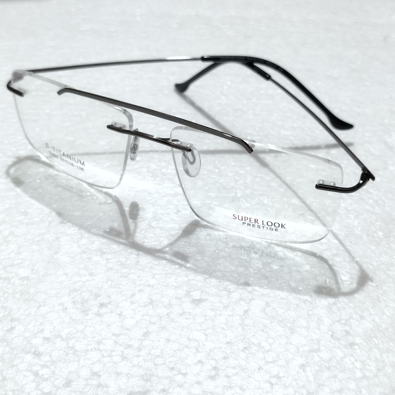 Grey Large Rectangle Rimless Glasses Frameless Specs For Single Vison Bifocal Progressive Lens
