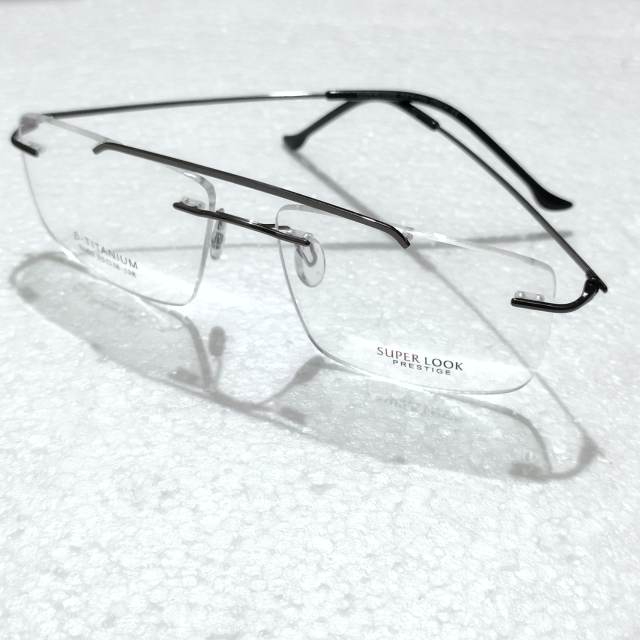 Grey Large Rectangle Rimless Glasses Frameless Specs For Single Vison ...