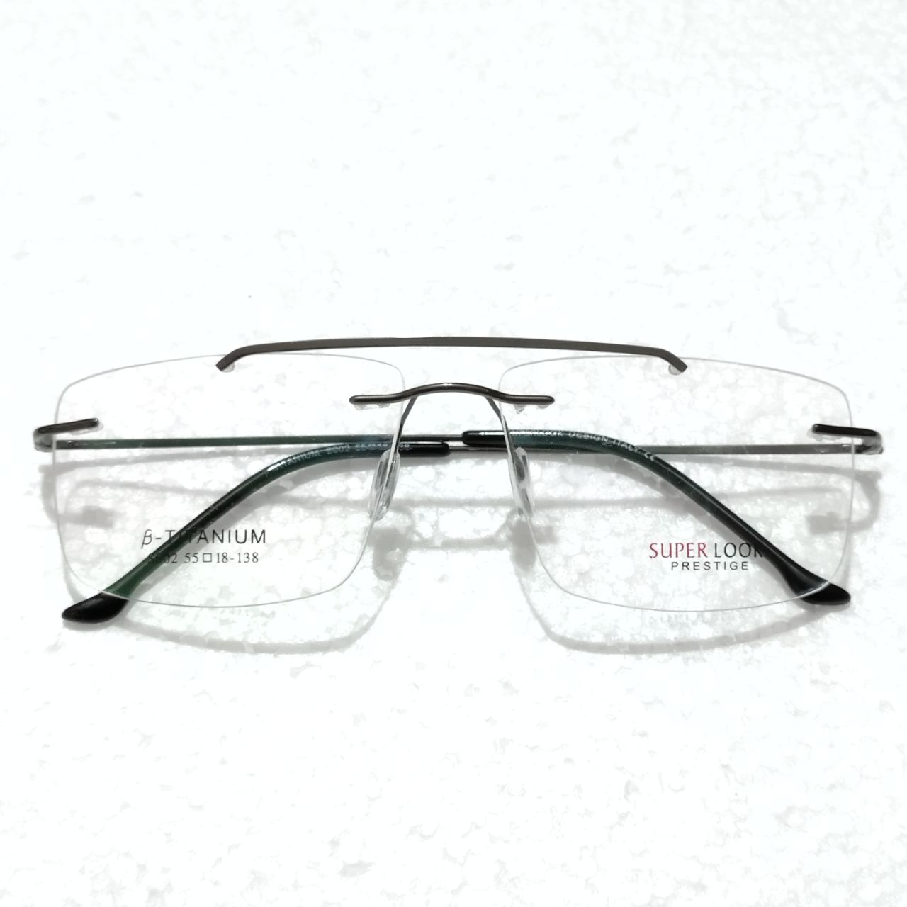 Grey Large Rectangle Rimless Glasses Frameless Specs For Single Vison ...