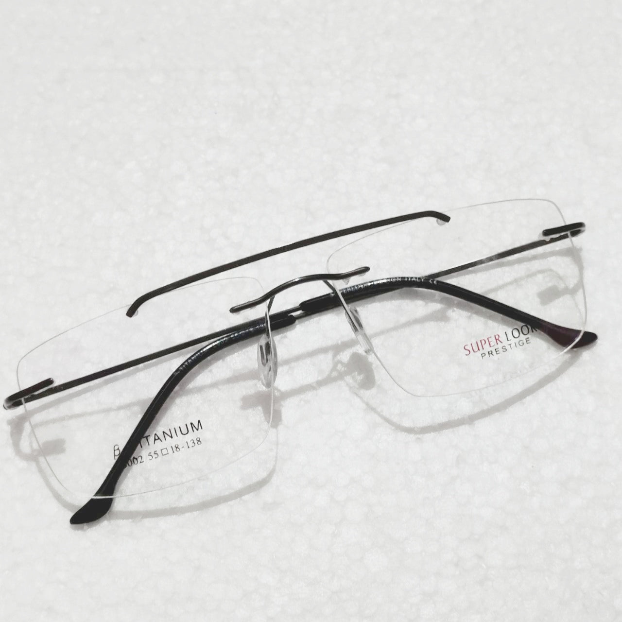 Grey Large Rectangle Rimless Glasses Frameless Specs For Single Vison ...