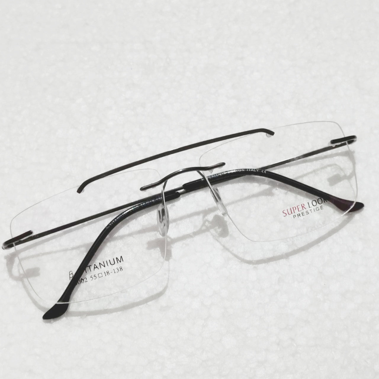 Grey Large Rectangle Rimless Glasses Frameless Specs For Single Vison Bifocal Progressive Lens