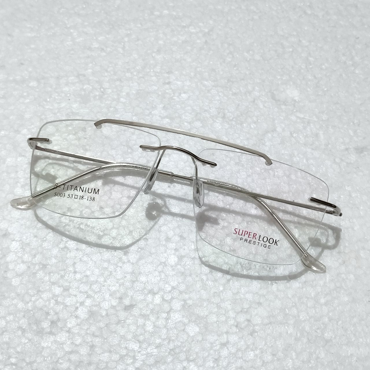 Silver Large Rectangle Rimless Glasses Frameless Specs For Single Vison Bifocal Progressive Lens