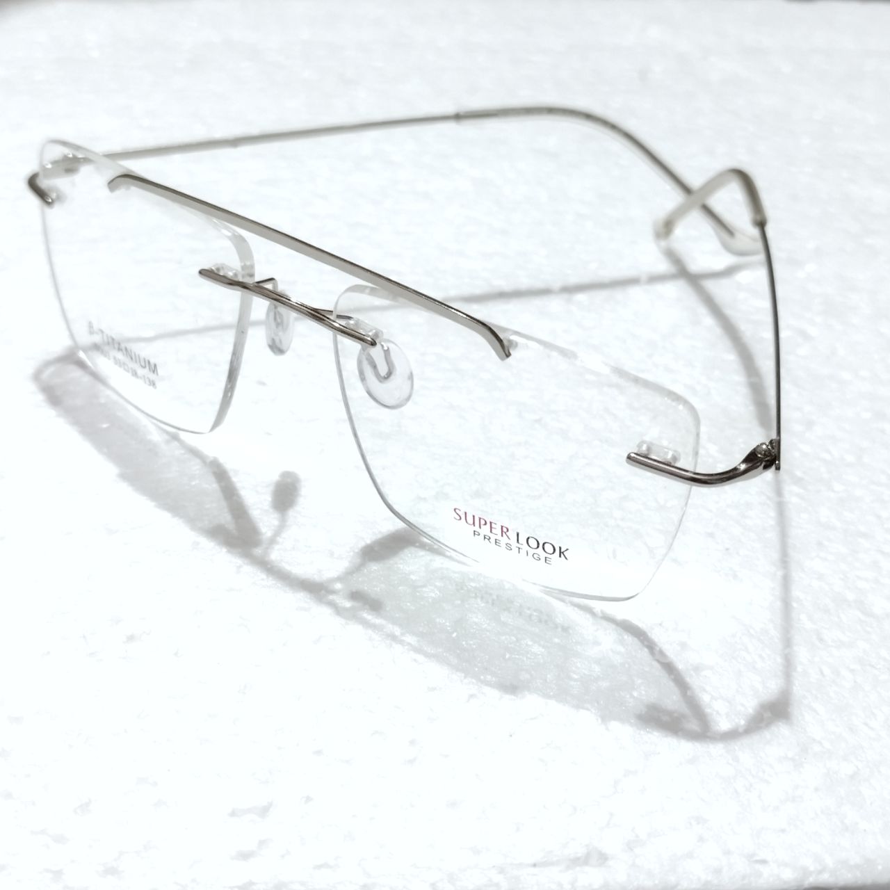 Silver Large Rectangle Rimless Glasses Frameless Specs For Single Viso ...
