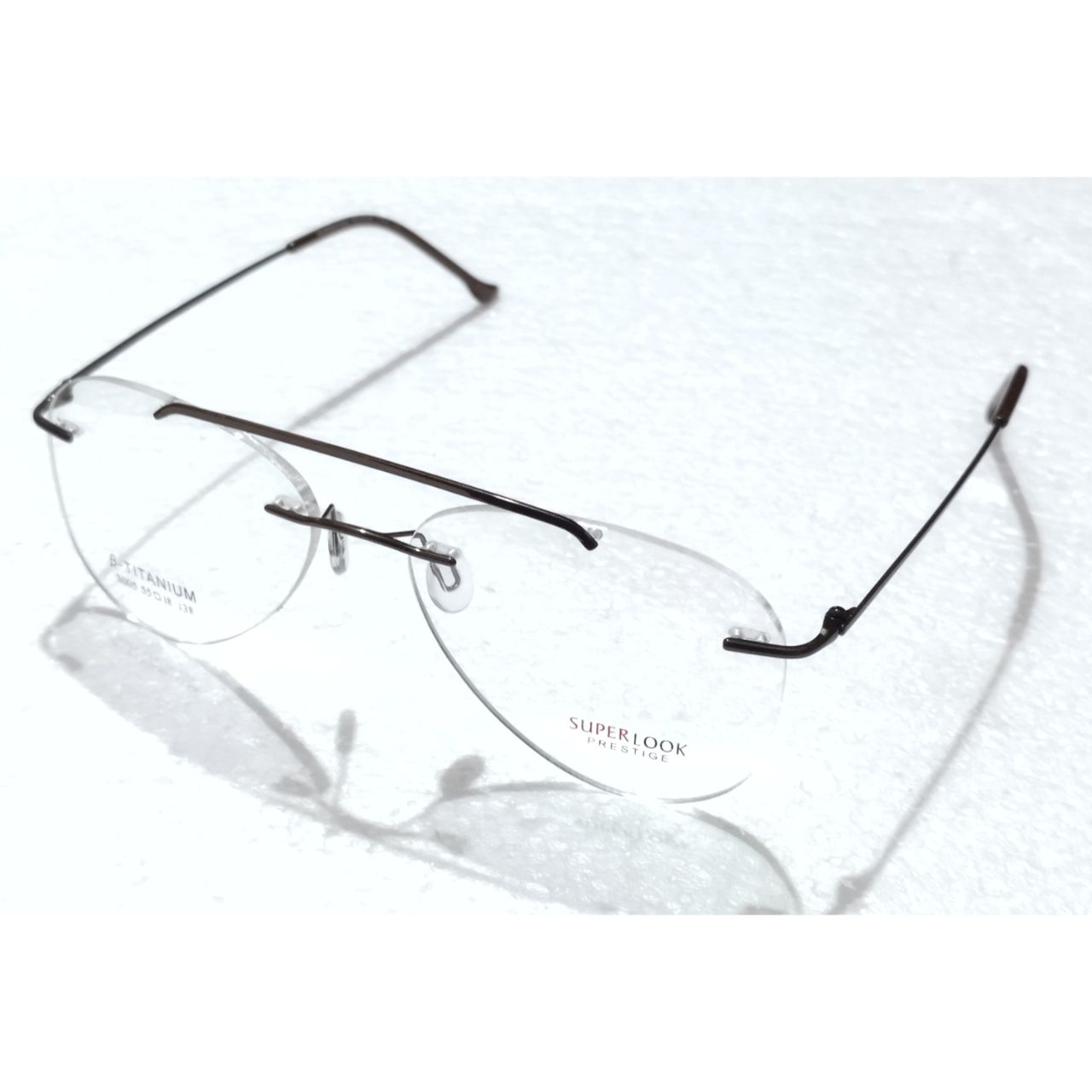 Brown Aviator Shape Rimless Glasses Frameless Specs