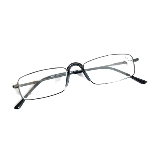 Black Full Frame Metal Computer Reading Glasses with Fix Nose Pads