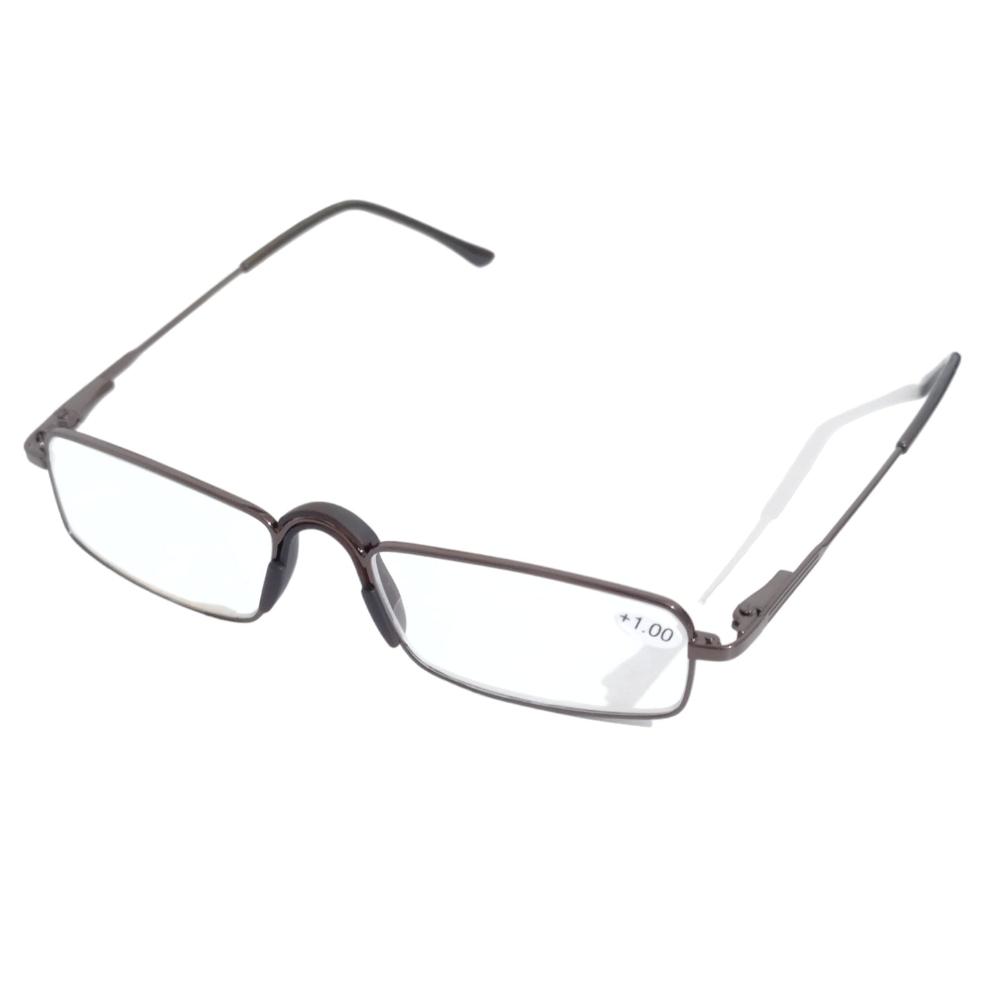 Brown Full Frame Metal Computer Reading Glasses with Fix Nose Pads