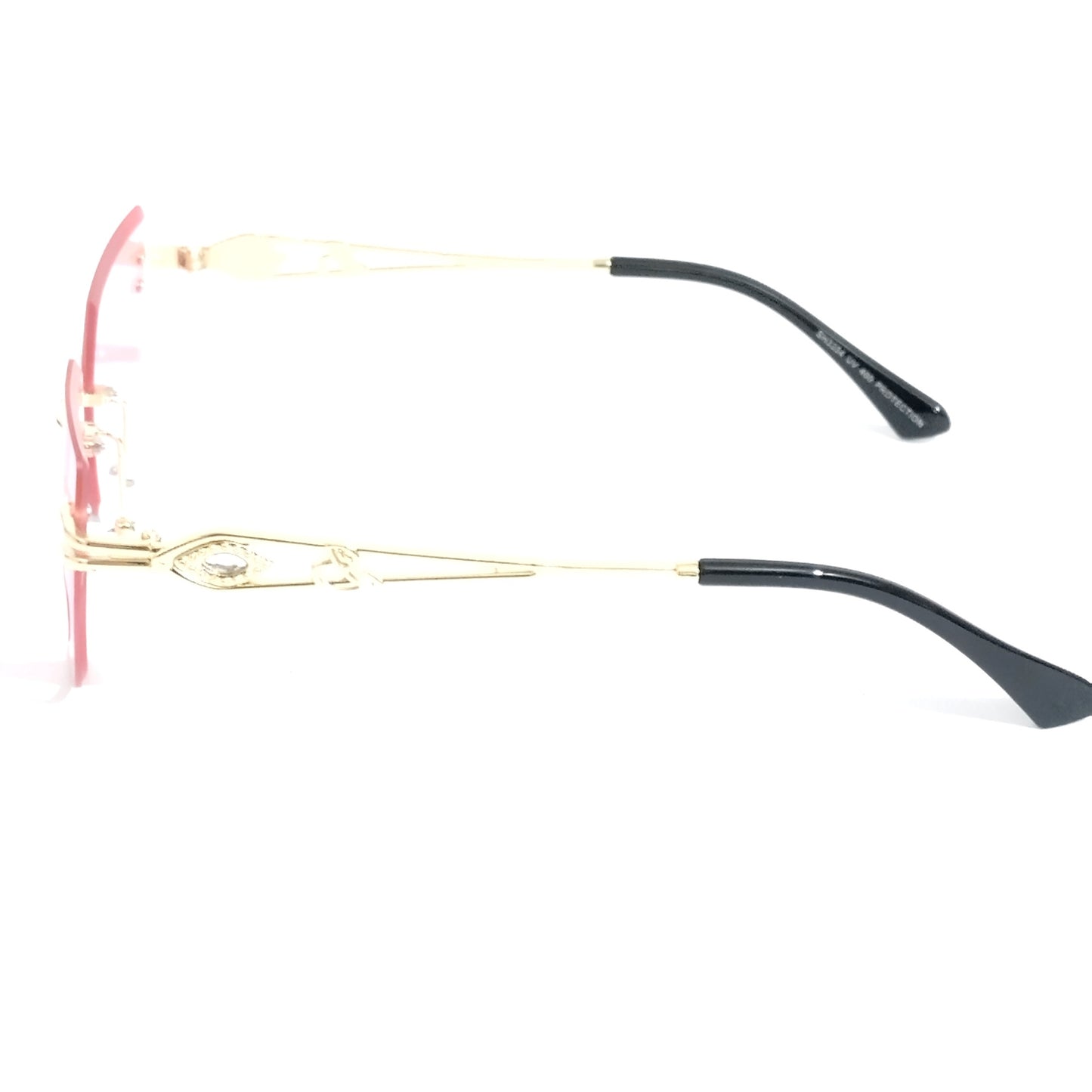 Enchant in Rose Gold Pink: Chic Rimless Sunglasses with a Modern Twist