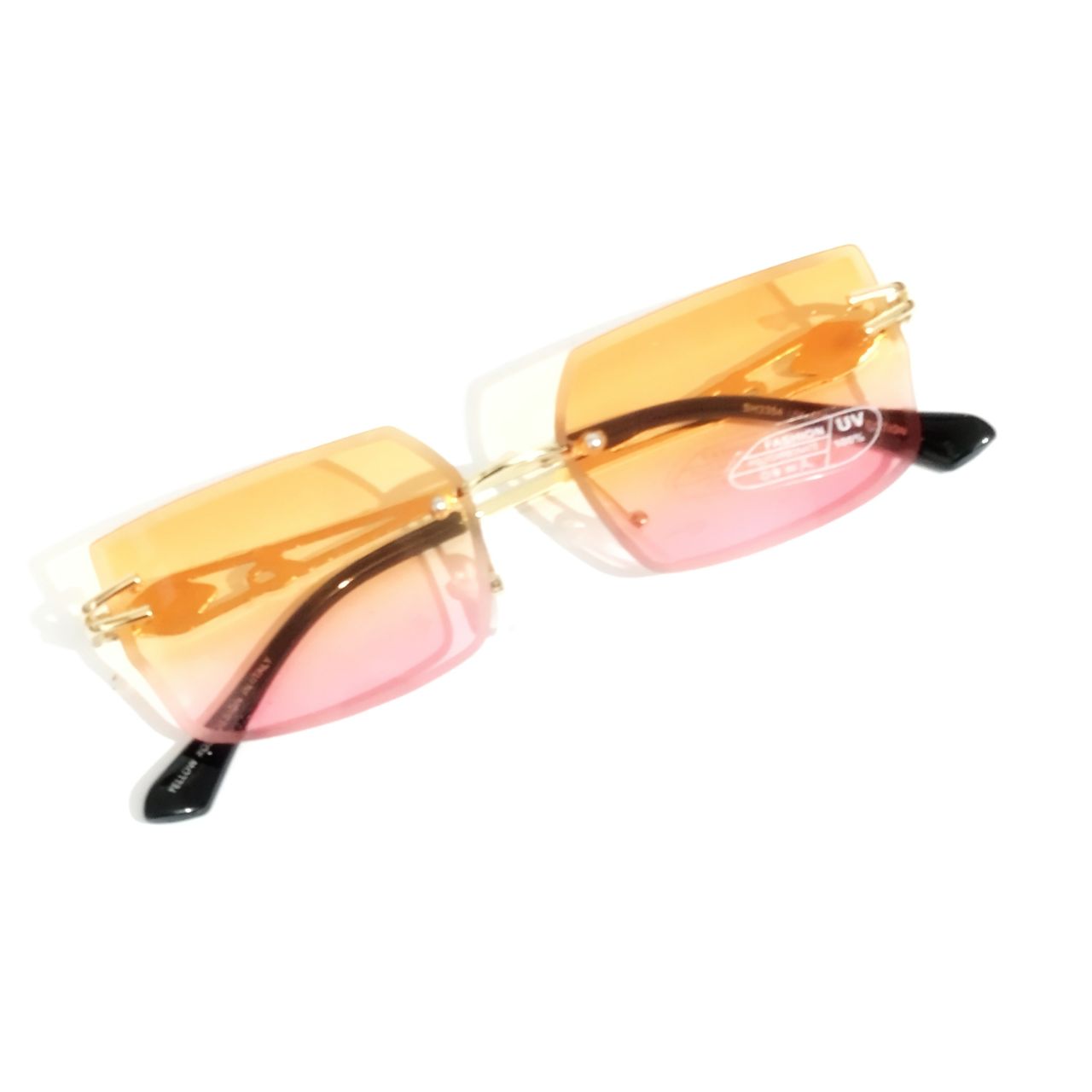 Yellow Pink Gradient Rimless Sunglasses