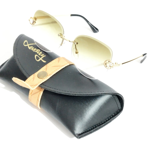 Green Gradient Rimless Sunglasses for Women