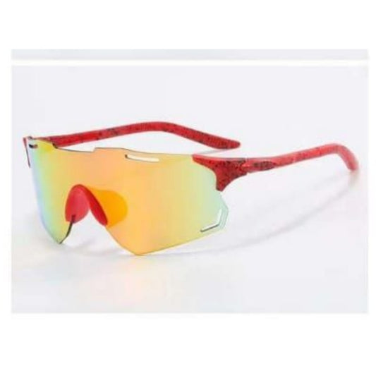 Cycling Sunglasses Red Frame Gold Mirror Lens
