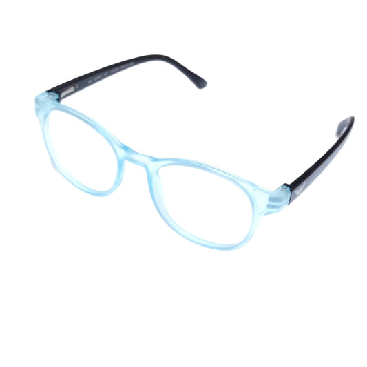 Light Blue Black Round Full Rim Spectacle Frame Progressive Lens Glasses 11807