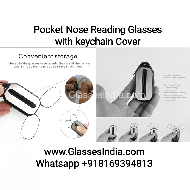 Buy Mini Keychain Reading Glasses Nose Clip On Thin Foldable Reading Glasses for Men and Women - Glasses India Online in India