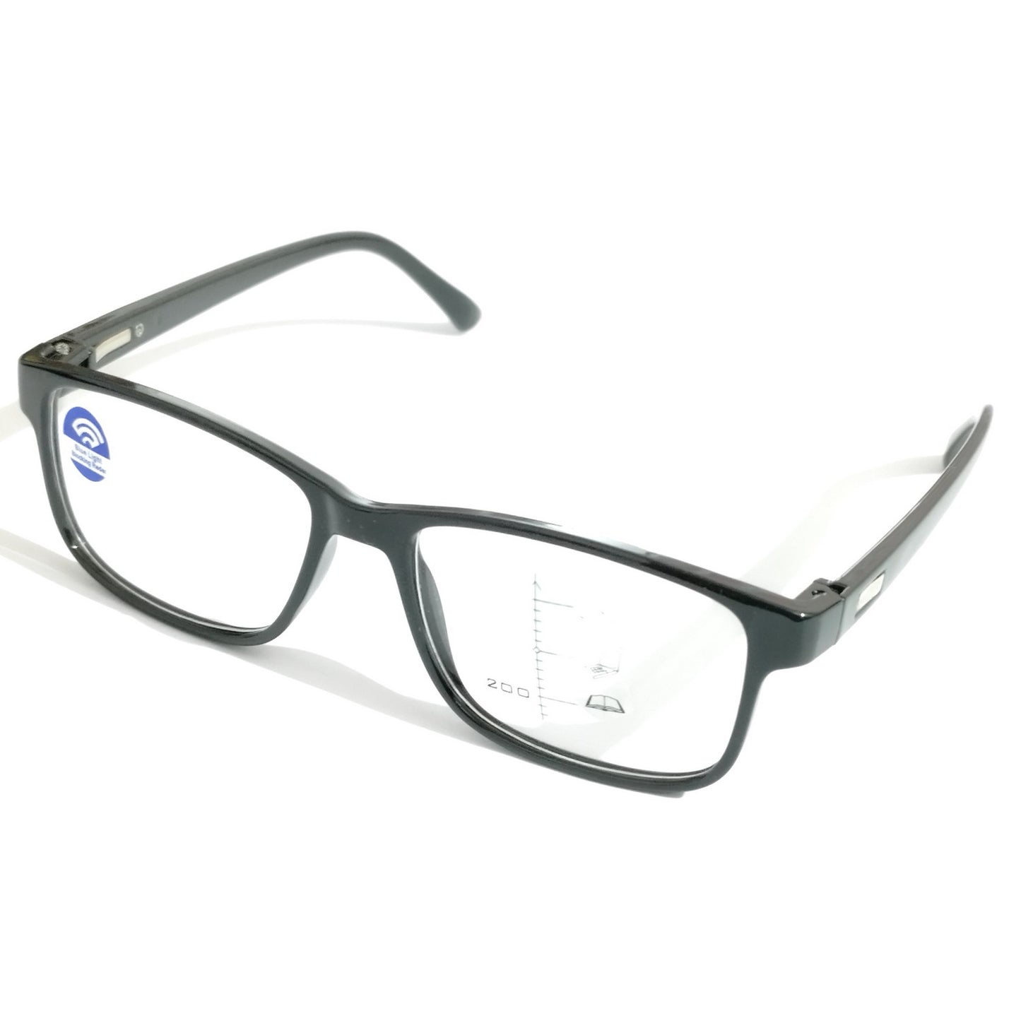 Black Rectangle Progressive Multifocal No-Line Bifocal Glasses for Men Women