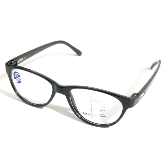 Black Cat Eye Progressive Multifocal No-Line Bifocal Glasses for Women