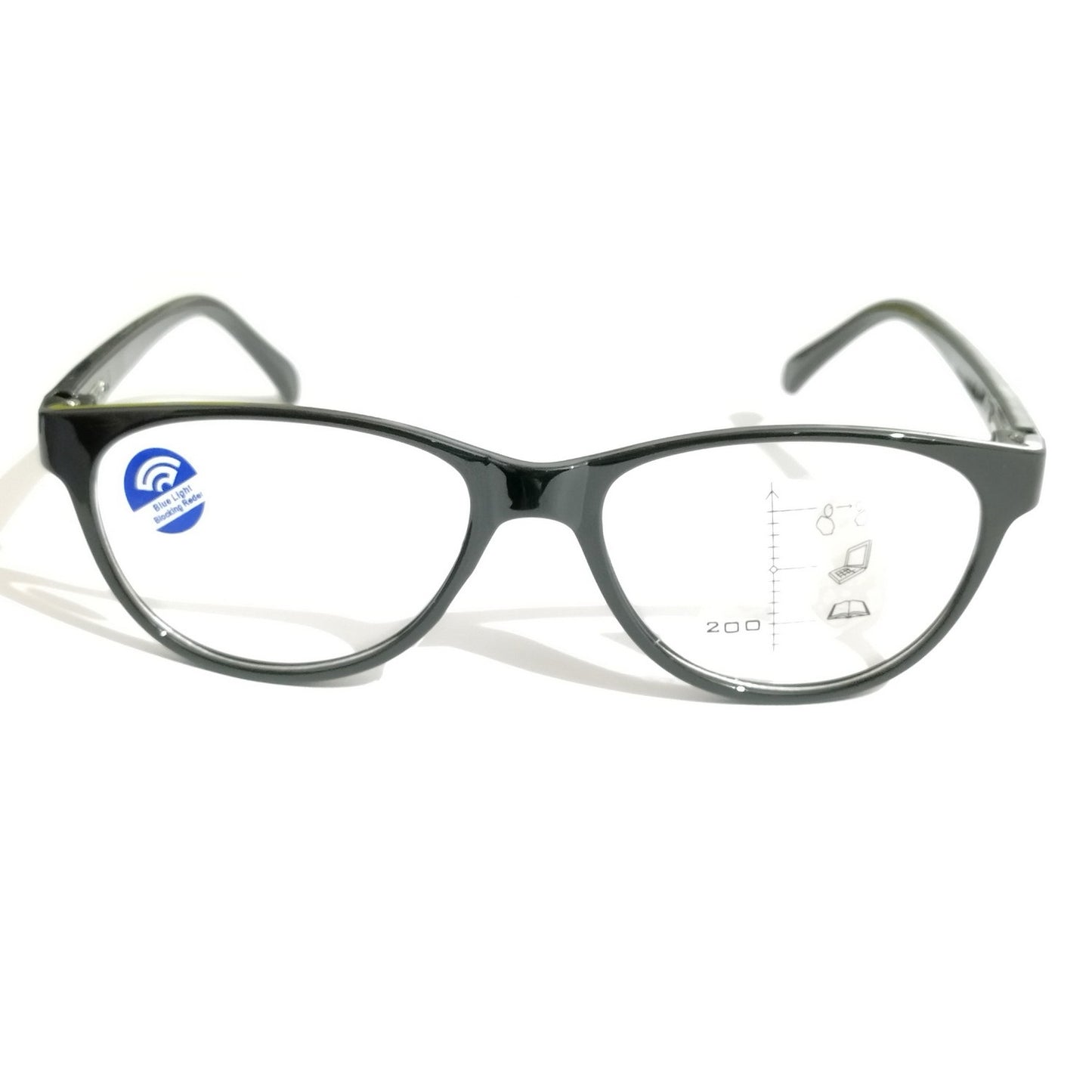 Black Cat Eye Progressive Multifocal No-Line Bifocal Glasses for Women