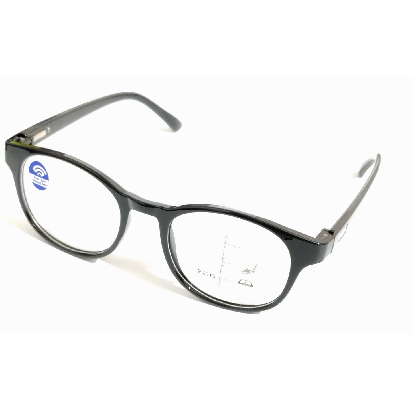 Black Oval Progressive Multifocal No-Line Bifocal Glasses for Men and Women