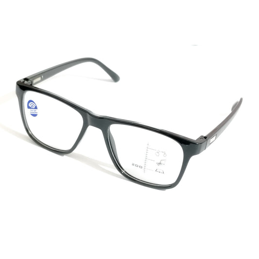 Large Rectangle Black Progressive Multifocal No-Line Bifocal Glasses for Men and Women