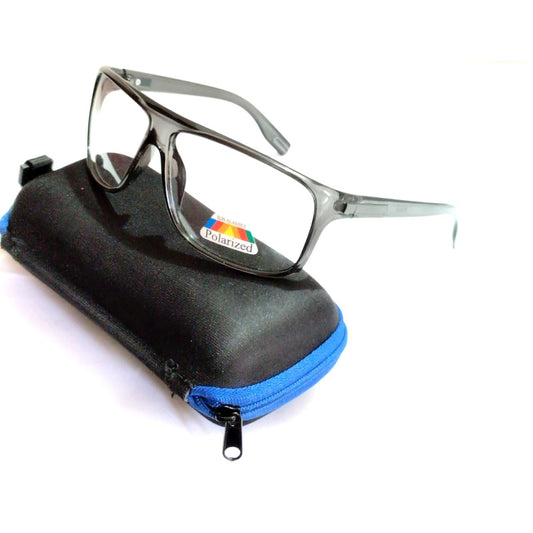 Transparent Grey Square Frame Wraparound Sports Cycling Photochromic Sunglasses