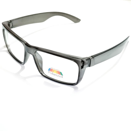 Rectangle Transparent Grey Frame Wraparound Sports Cycling Photochromic Sunglasses