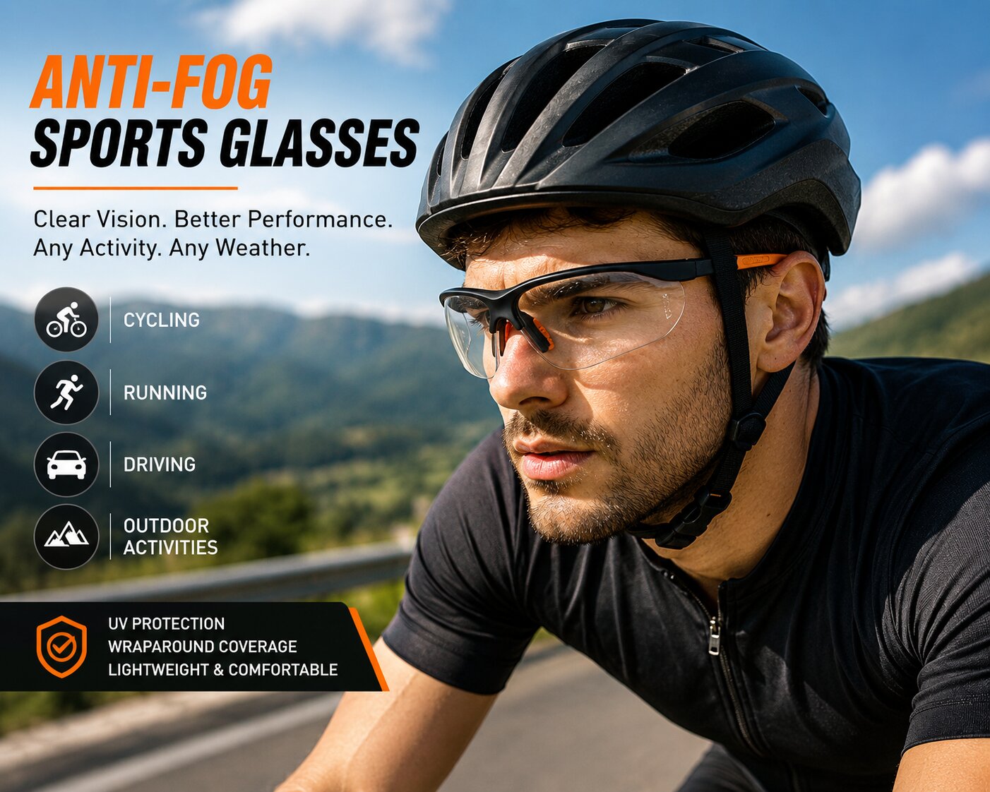 Clear Anti-Fog Cycling and Running Glasses