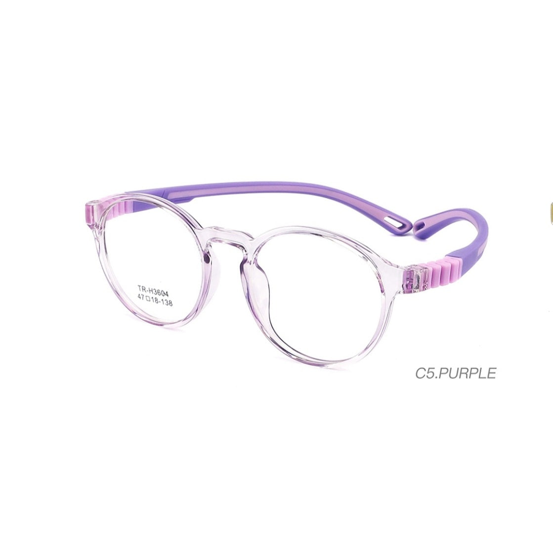 Round Kids Unbreakable Glasses TR 6804 Purple