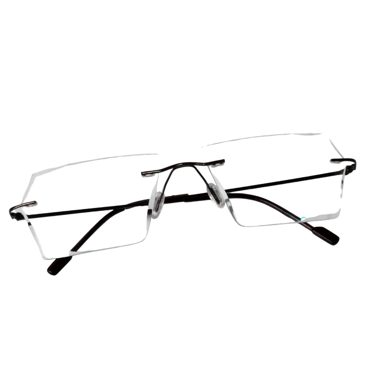 Luxury Executive Brown Rimless Glasses with Laser-Cut Edges