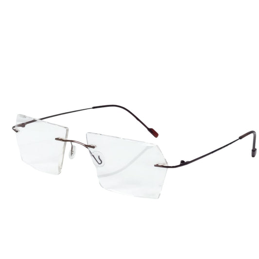 Luxury Executive Brown Rimless Glasses with Laser-Cut Edges