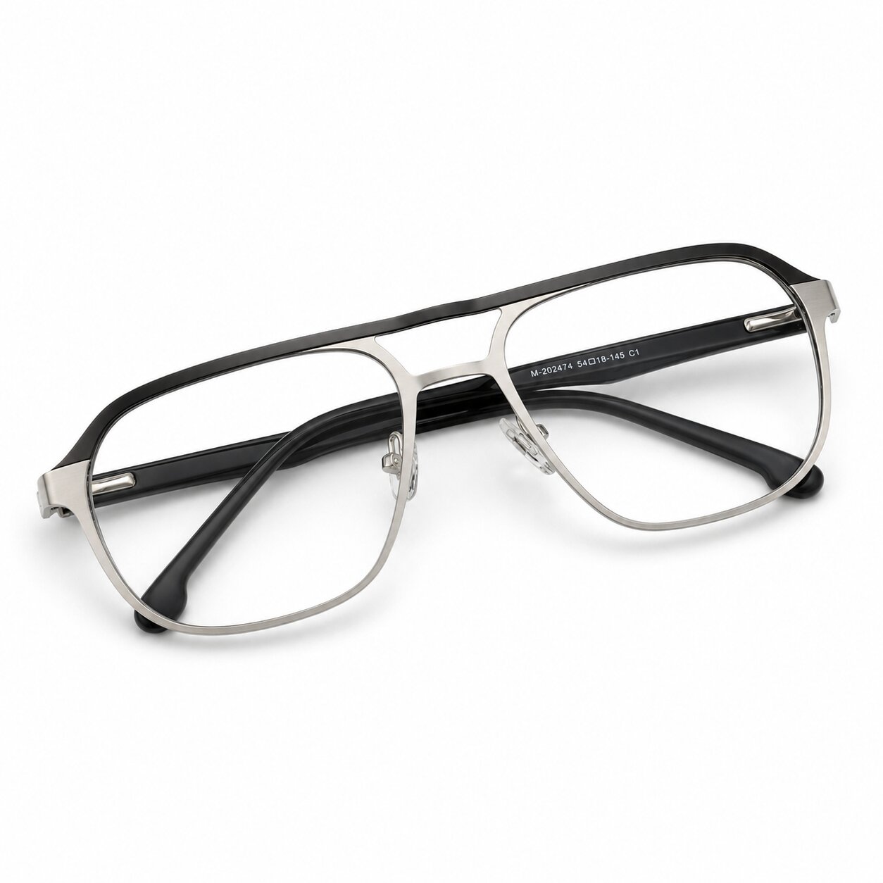 ARTView M-202474 Black Silver executive metal eyeglasses frame