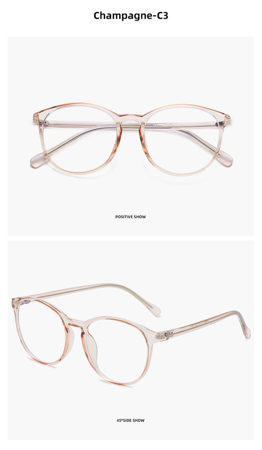 Luxury Transparent Brown Champagne Round Progressive Multifocal Reading Glasses