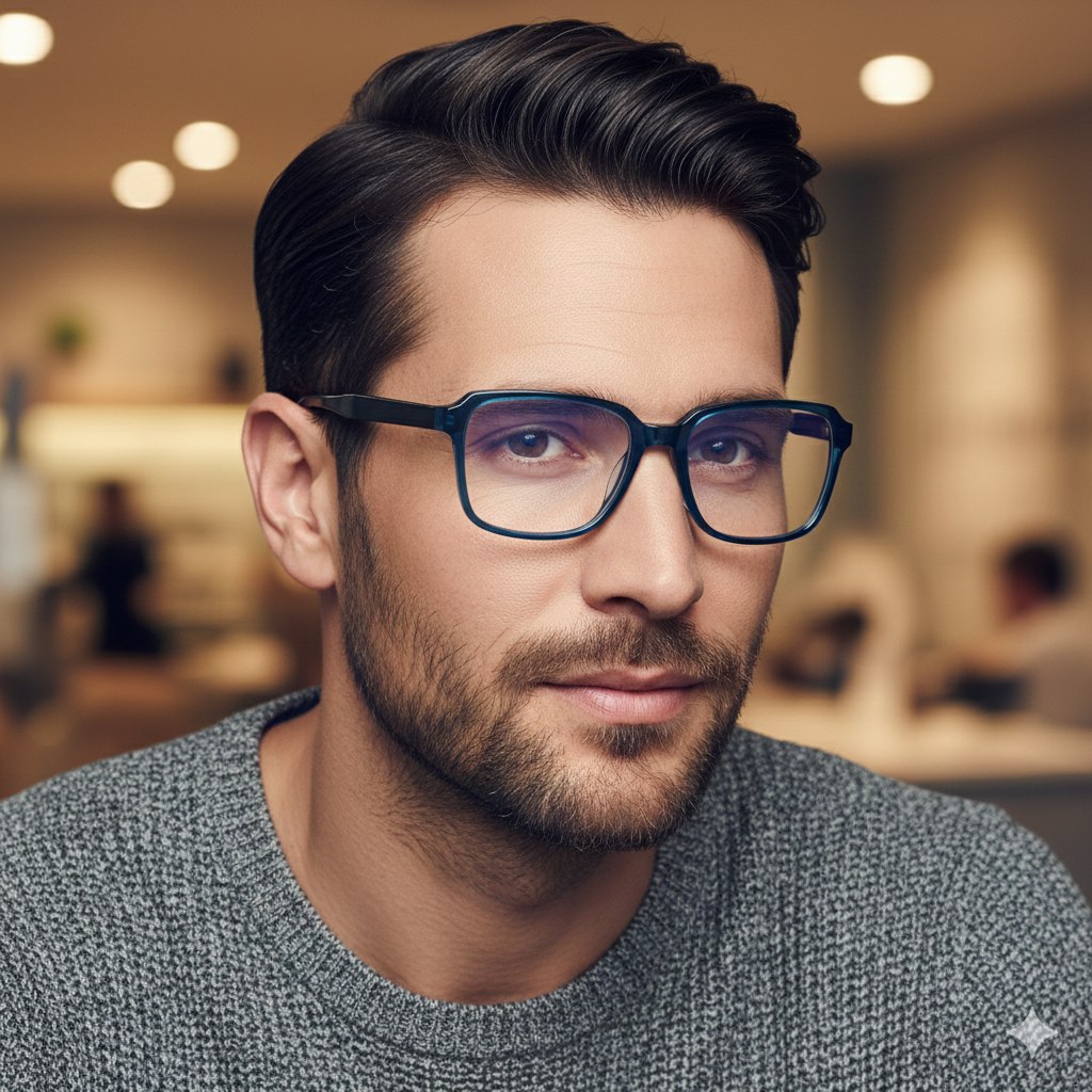 ARTView Transparent Blue Rectangle Full Frame Spectacle Frame for Men & Women (Size 52-18-146)