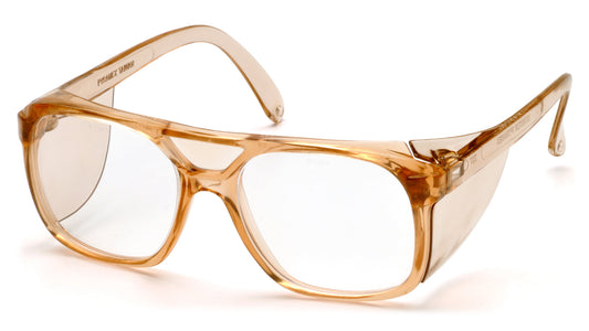 Pyramex Monitor Safety Glasses Caramel Frame with Clear Lens