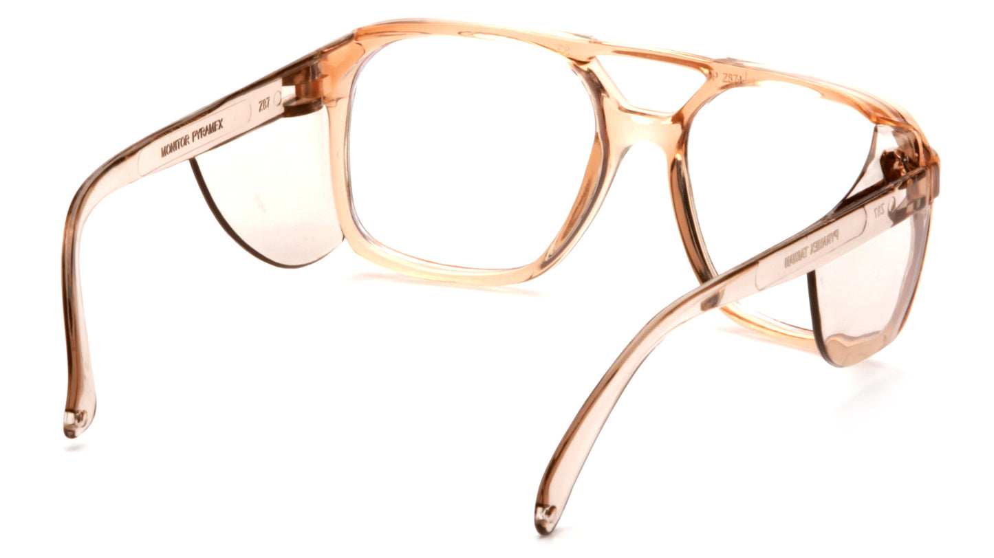 Pyramex Monitor Safety Glasses Caramel Frame with Clear Lens