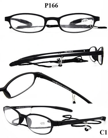 TR90 Flexible Memory Computer Reading Glasses with Thread - Black Oval Full Frame