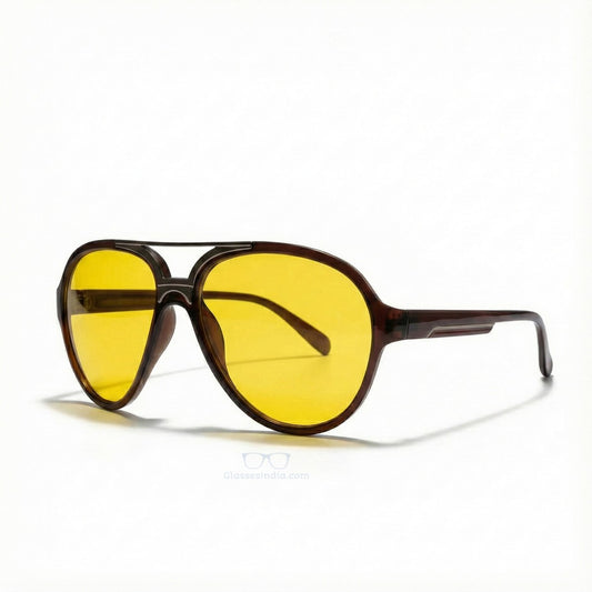 Pilot Shape Night Driving Glasses – Yellow High-Contrast Lenses