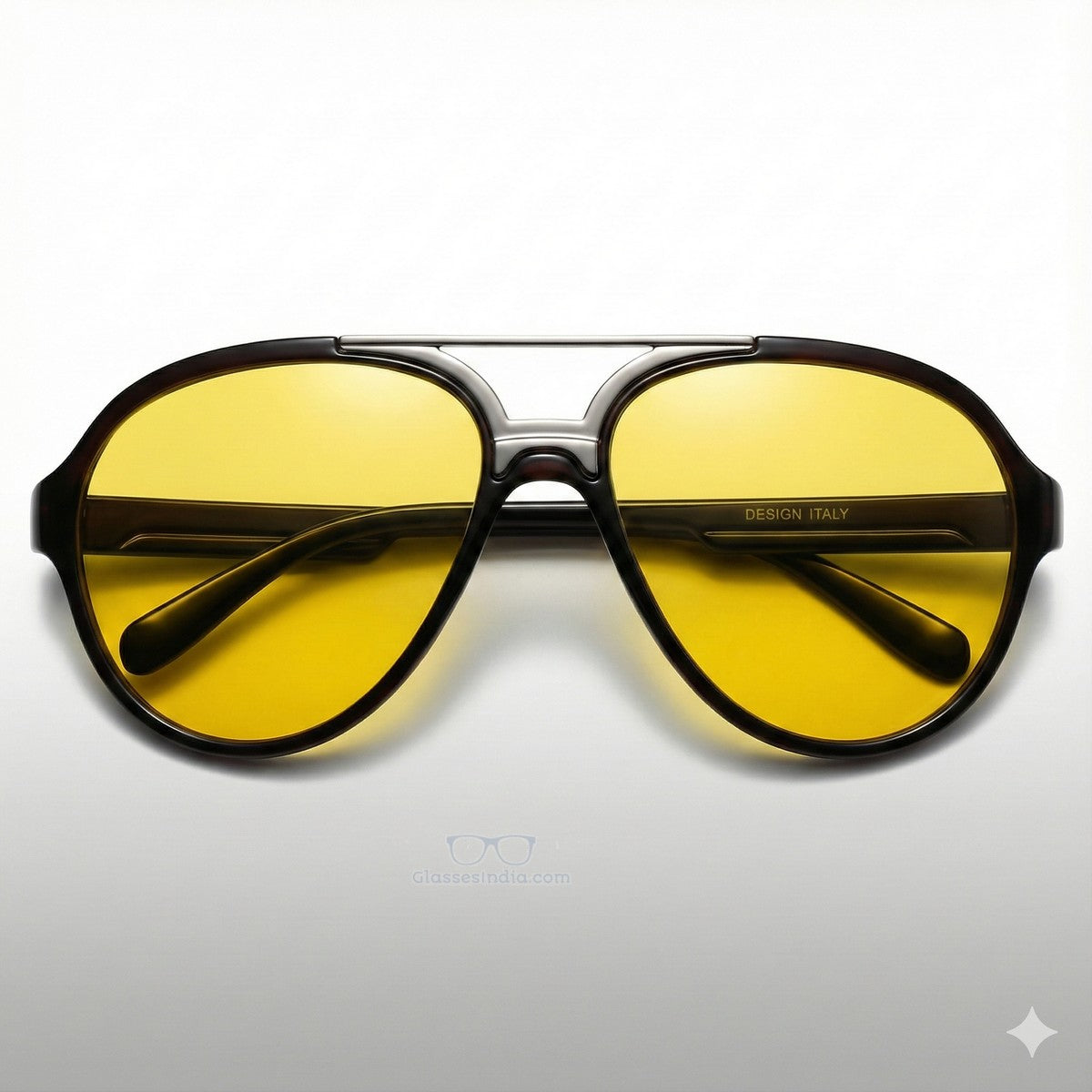 Pilot Shape Night Driving Glasses – Yellow High-Contrast Lenses