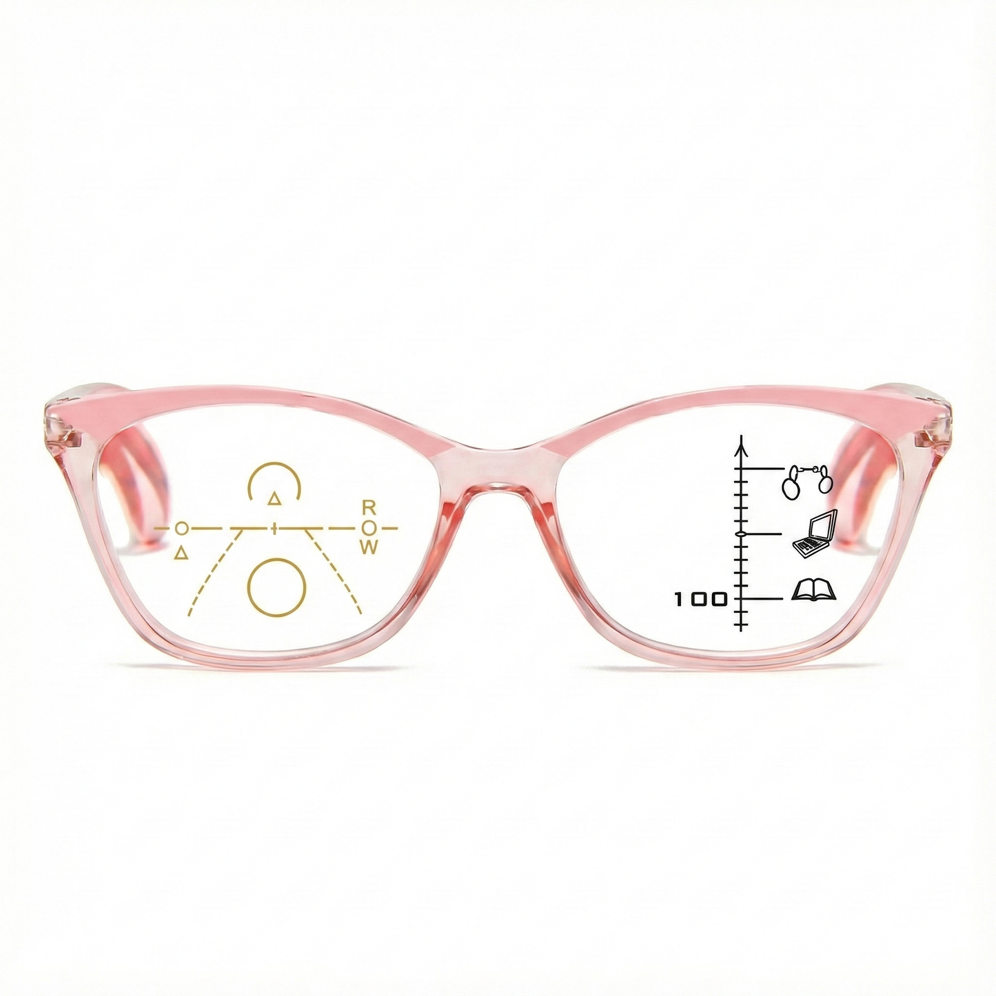 ARTView Pink Designer Full Frame Cat Eye Progressive Glasses for Women with Blue Light Filter