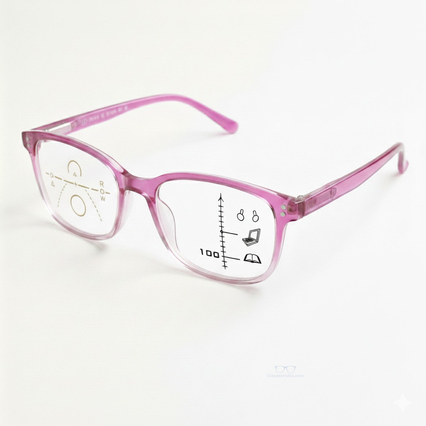 ARTView Transparent Pink Rectangle Progressive Multifocal Glasses with Blue Light Filter – Unisex