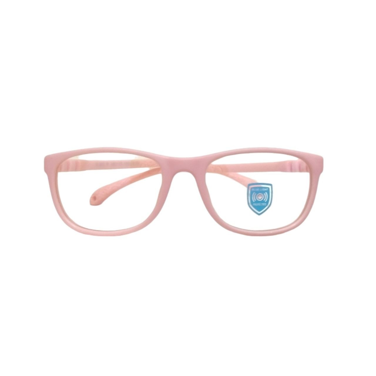 S303 pink flexible rectangle kids glasses C22 front view