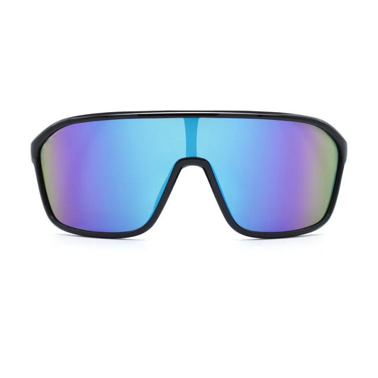 Black Polarized Sports Sunglasses Blue Mirror Lens