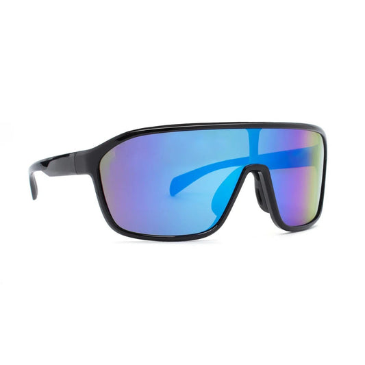 Black Polarized Sports Sunglasses Blue Mirror Lens