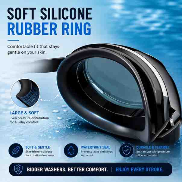 Soft silicone swimming goggles with power for comfortable fit